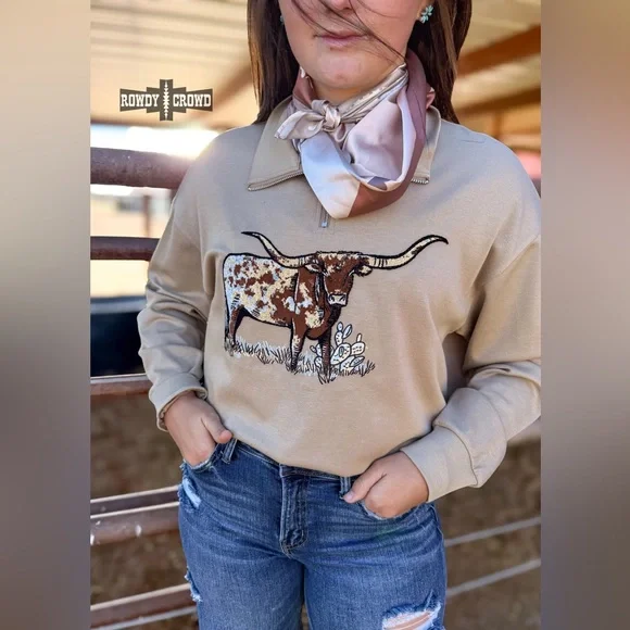 Lomita Longhorn Pullover - Tan - Picture 4 of 4